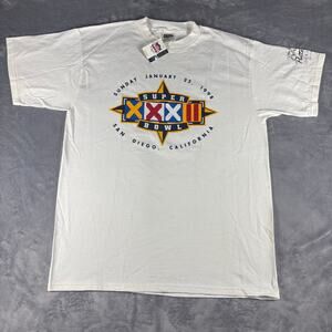 Vintage White 1998 Super Bowl XXXII San Diego Graphic T-Shirt XL NWT